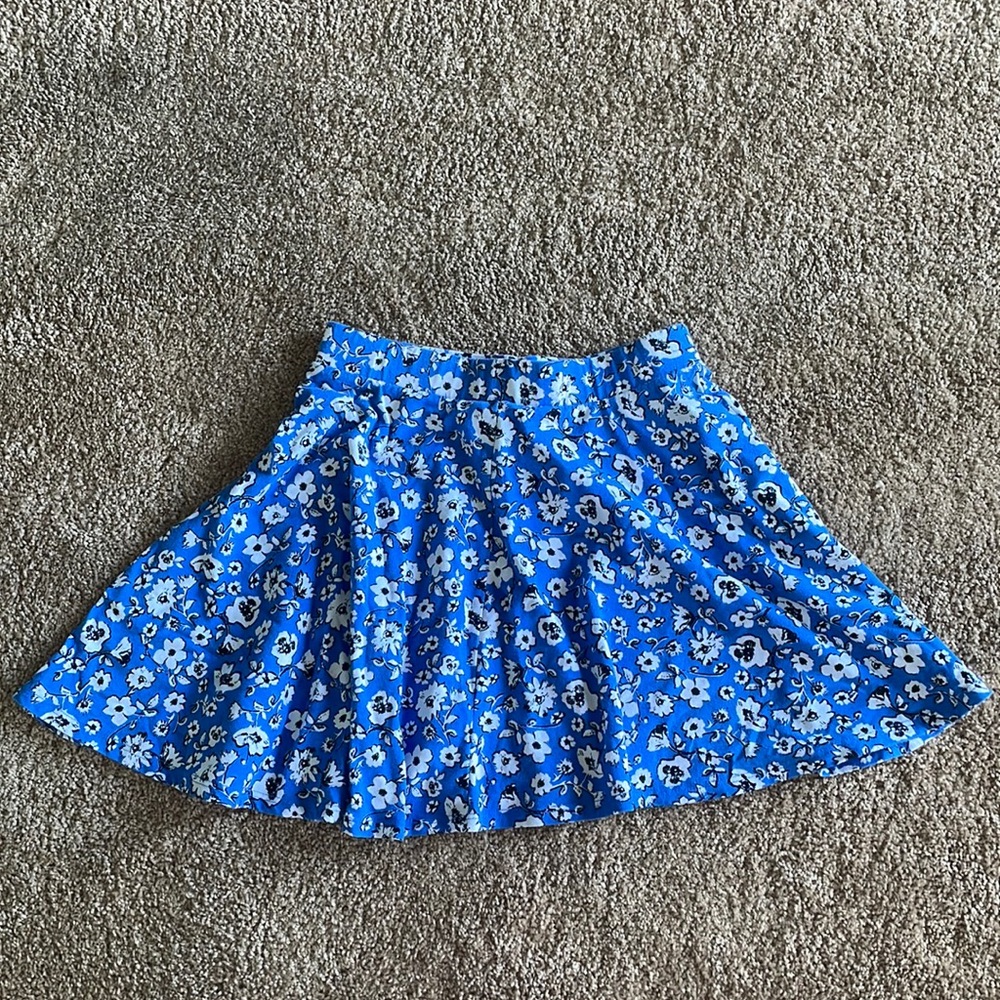 Blue skater Dress with white and black flowers